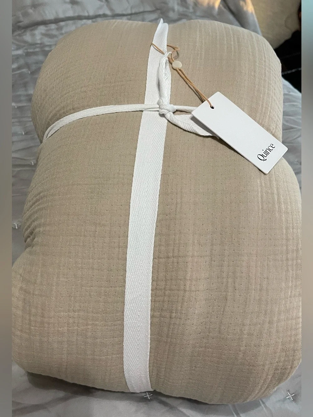 NWOT Quince Organic Cotton Gauze 3 Pc Duvet Cover Set, King/Cal King (Dune)